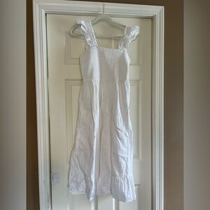 Loft for White Sleeveless Ruffle Smocked  Dress
